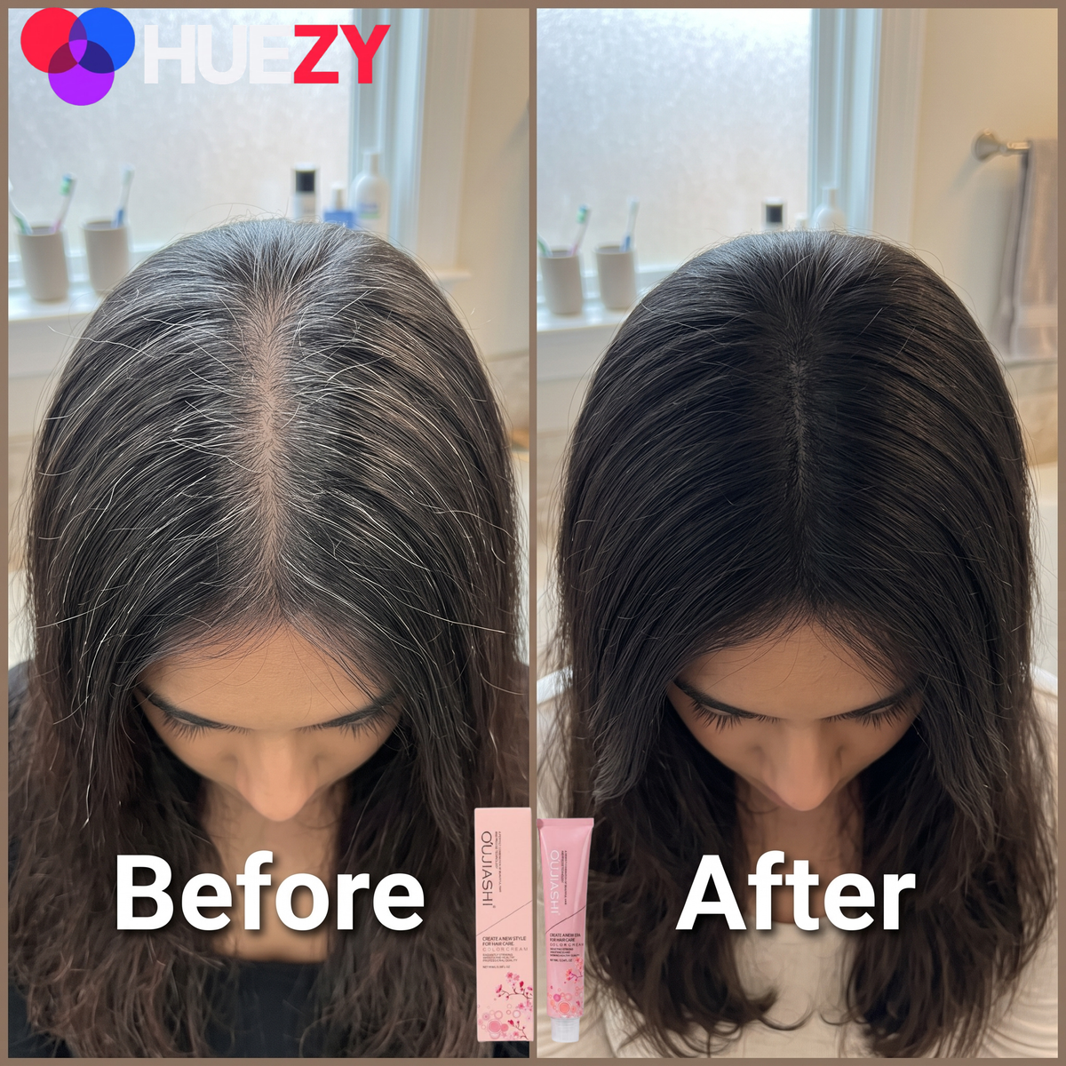 Oujiashi brown hair color shade swatch, warm natural brown