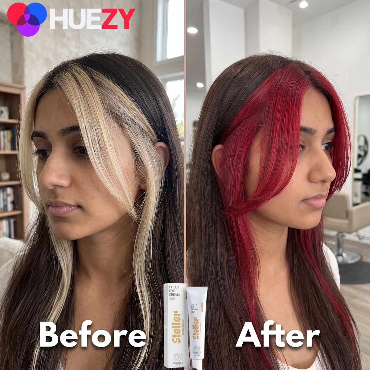 Steller Germany maroon hair color shade swatch, deep wine toned maroon