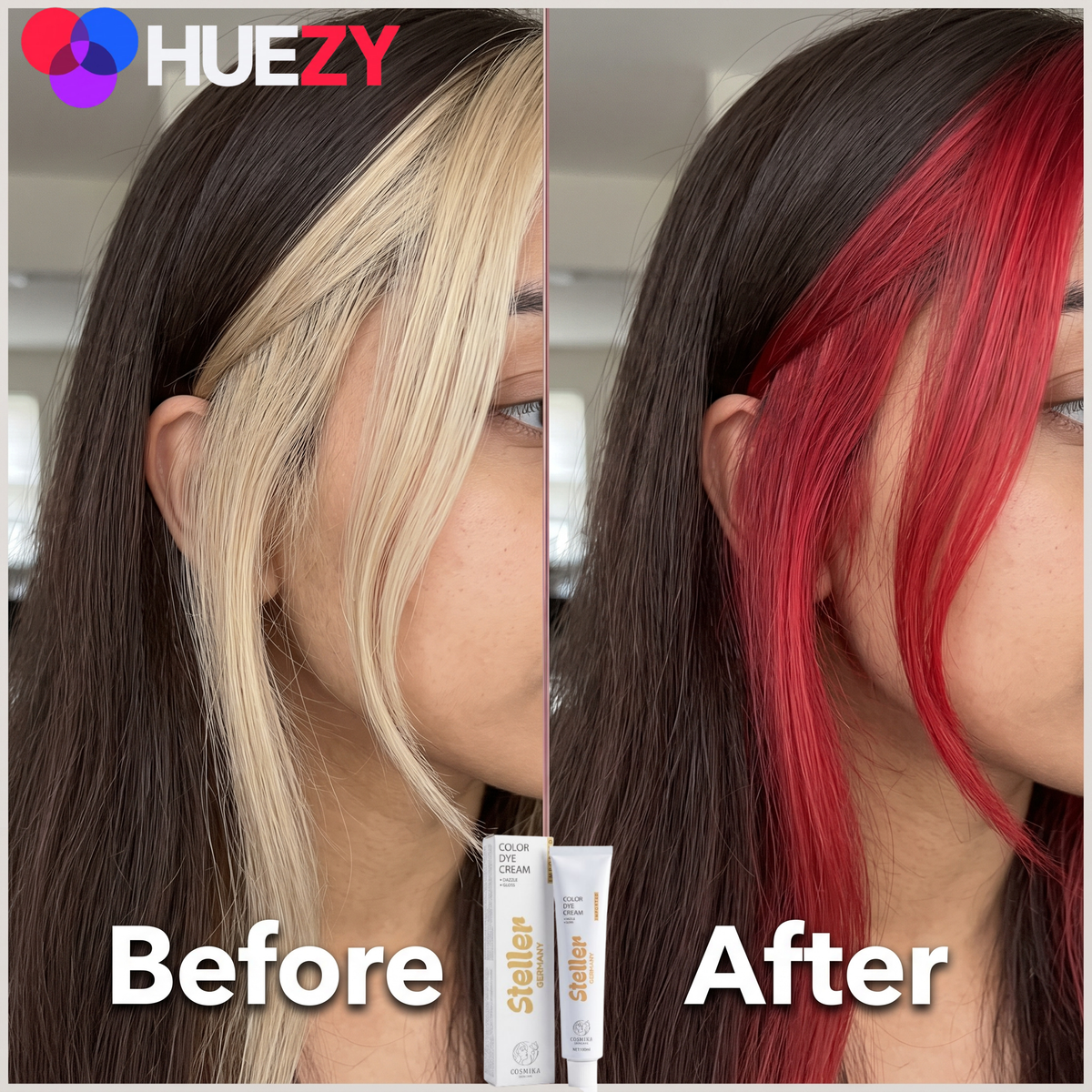 Steller Germany red hair color shade swatch, funky vivid red
